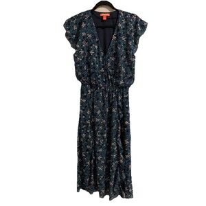Joe Fresh Floral MIDI Chiffon Lined Dress Womens Size Small S